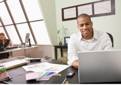 Happy Man Using Computer Happy Man Using Computer