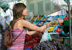 Woman Purchasing Organic Food Woman Purchasing Organic Food